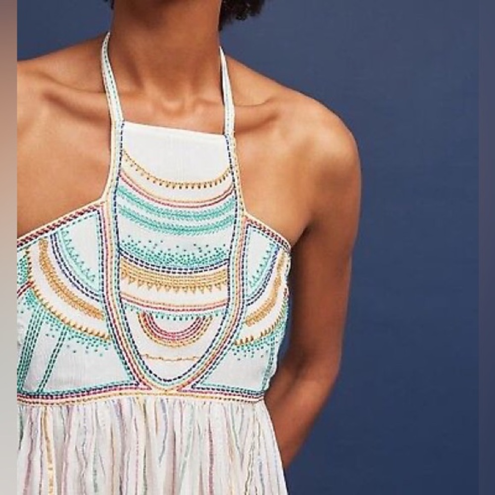 Anthropologie Floreat Embroidered Halter Top size 4